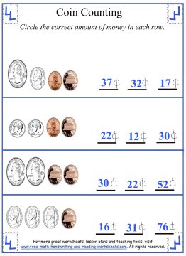 Coin Counting - Mixed Coins Worksheets