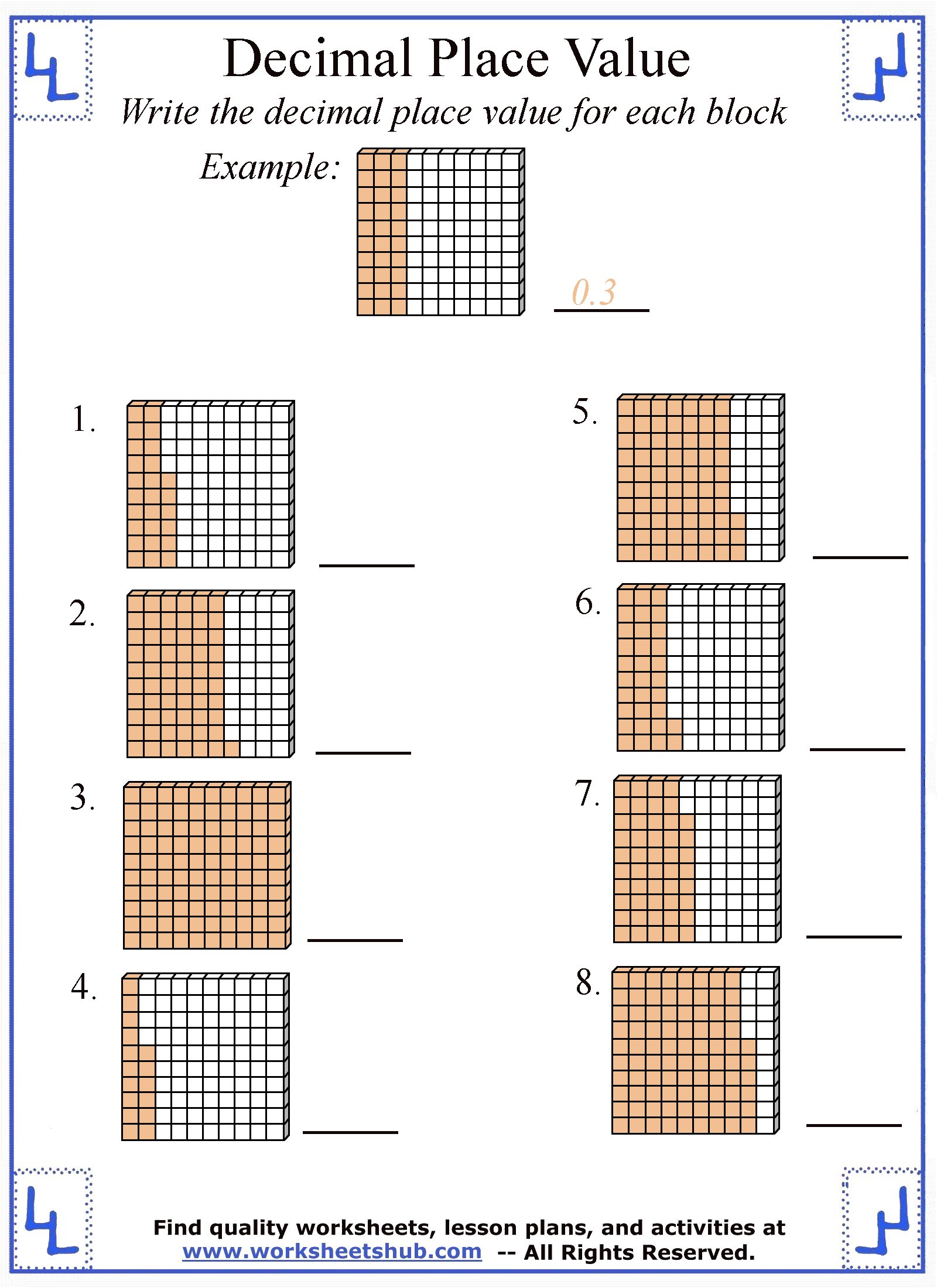 Worksheets On Decimals