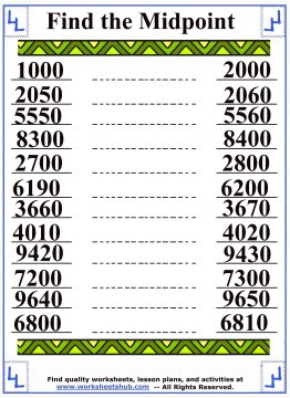 How To Find The Midpoint - Math Worksheets
