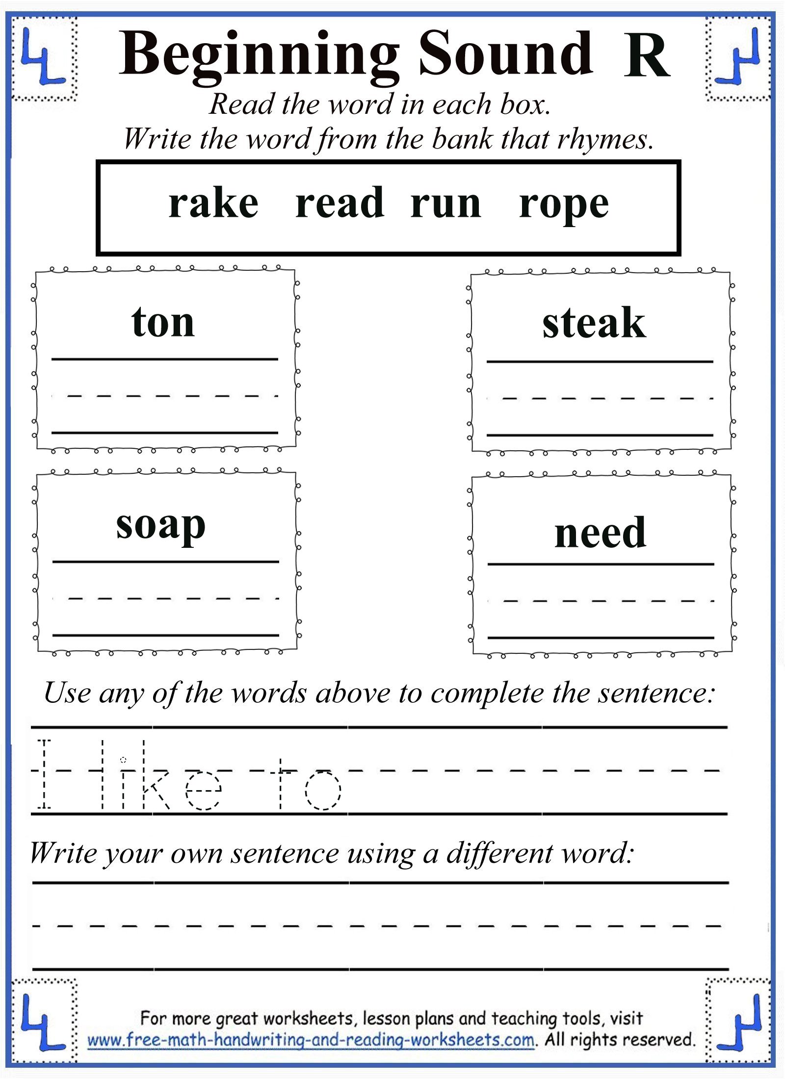 Open Sentences Worksheets