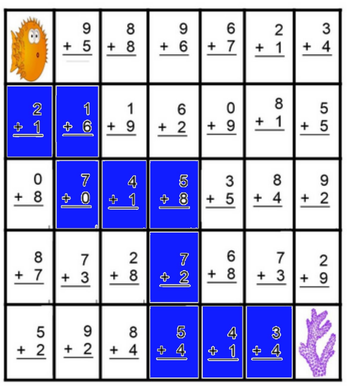 Math Maze Addition Worksheets
