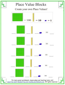 Place Value Blocks - Base Ten Worksheets