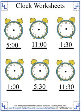 clock worksheets learning half hours