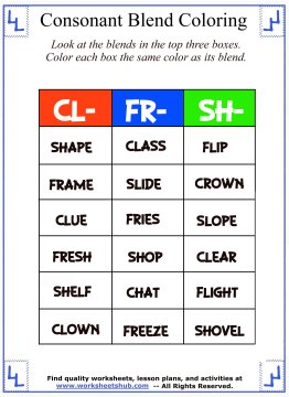 Consonant Blend Worksheets - Identify & Color