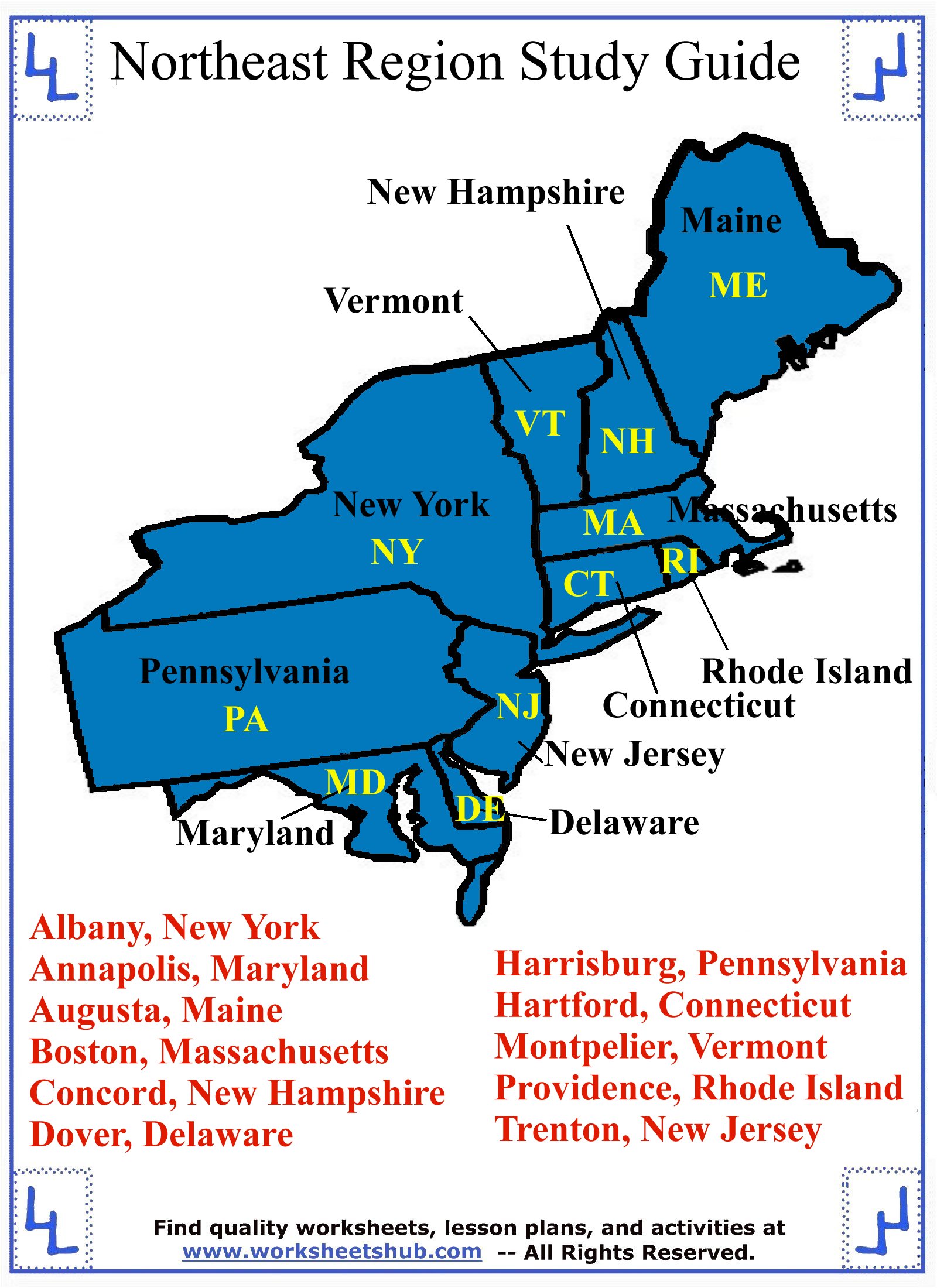 map-of-northeast-united-states-world-map