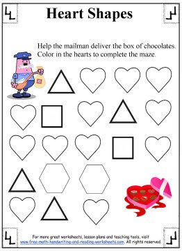Heart Shapes Preschool Worksheets