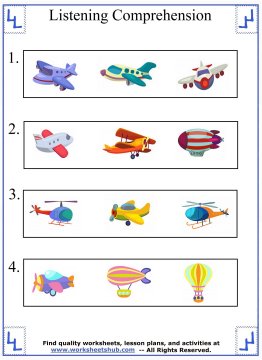 Listening Comprehension Kindergarten Worksheet