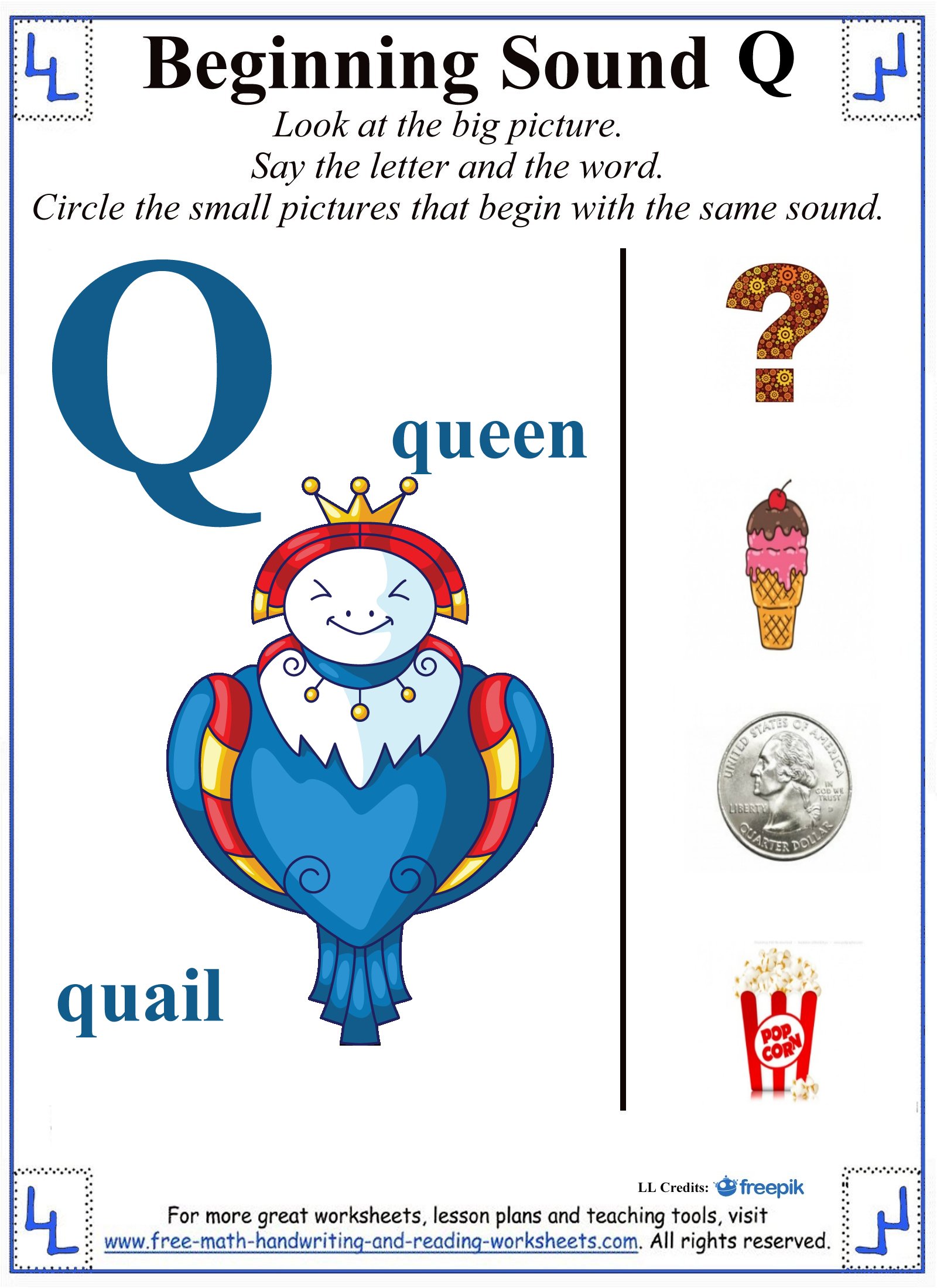 Letter Q Worksheets Free Kids Printable Practice Printing Alphabet 