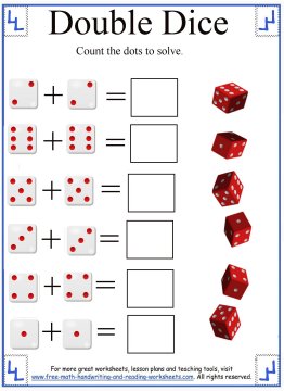 math addition worksheets adding dice