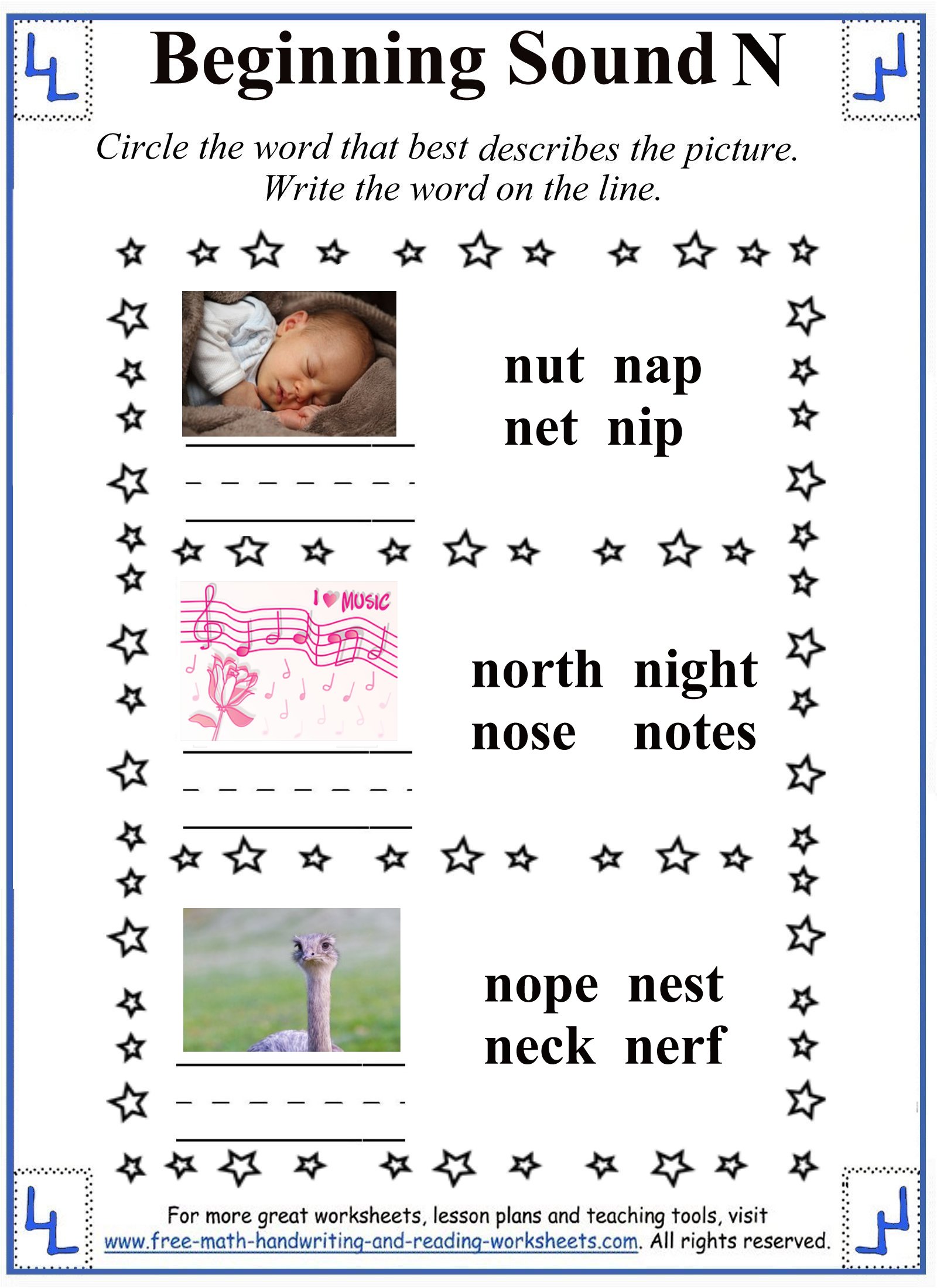 Printable Letter N Worksheets