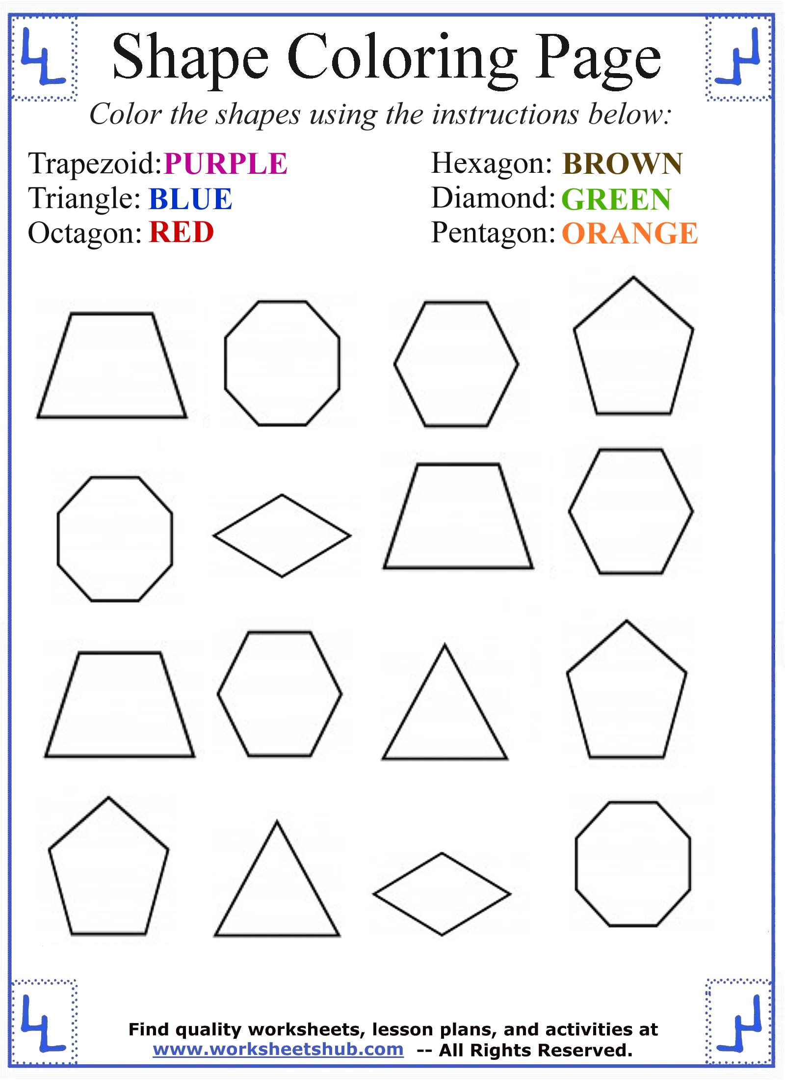 Color By Shape Printable